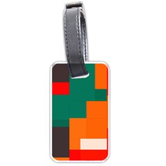 Rectangles And Squares  In Retro Colors                                                                   			luggage Tag (one Side) by LalyLauraFLM