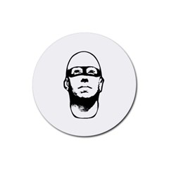 Baldhead Hero Comic Illustration Rubber Round Coaster (4 Pack) 