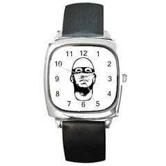 Baldhead Hero Comic Illustration Square Metal Watch by dflcprints