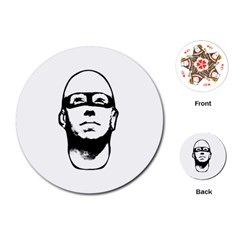 Baldhead Hero Comic Illustration Playing Cards (round)  by dflcprints