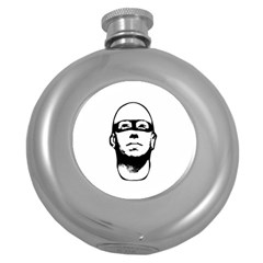 Baldhead Hero Comic Illustration Round Hip Flask (5 Oz) by dflcprints