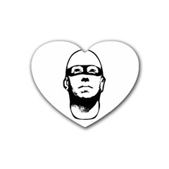 Baldhead Hero Comic Illustration Rubber Coaster (heart)  by dflcprints