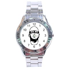 Baldhead Hero Comic Illustration Stainless Steel Analogue Watch by dflcprints