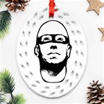 Baldhead Hero Comic Illustration Oval Filigree Ornament (2-Side)  Front