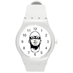 Baldhead Hero Comic Illustration Round Plastic Sport Watch (m) by dflcprints