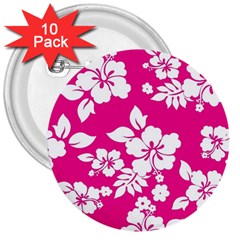 Pink Hawaiian 3  Buttons (10 Pack) 