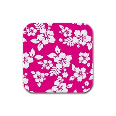 Pink Hawaiian Rubber Square Coaster (4 Pack) 