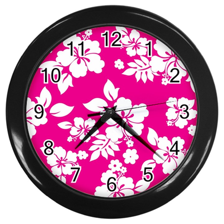 Pink Hawaiian Wall Clocks (Black)