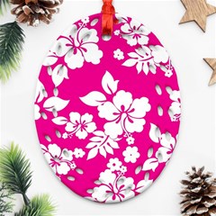 Pink Hawaiian Oval Filigree Ornament (2-side) 