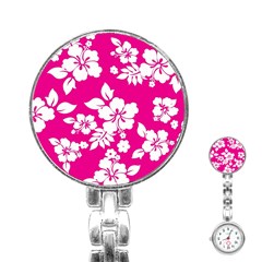 Pink Hawaiian Stainless Steel Nurses Watch