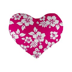 Pink Hawaiian Standard 16  Premium Flano Heart Shape Cushions