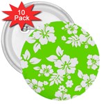 Lime Hawaiian 3  Buttons (10 pack)  Front