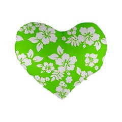 Lime Hawaiian Standard 16  Premium Flano Heart Shape Cushions