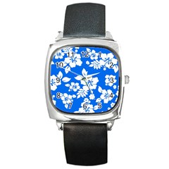 Blue Hawaiian Square Metal Watch