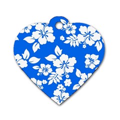 Blue Hawaiian Dog Tag Heart (one Side)