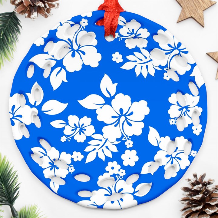 Blue Hawaiian Round Filigree Ornament (2Side)