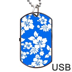 Blue Hawaiian Dog Tag Usb Flash (one Side)