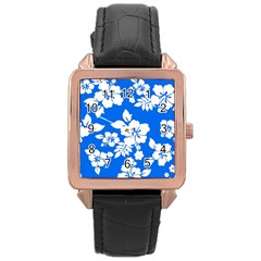 Blue Hawaiian Rose Gold Leather Watch  by AlohaStore