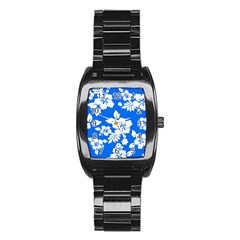 Blue Hawaiian Stainless Steel Barrel Watch