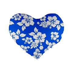 Blue Hawaiian Standard 16  Premium Flano Heart Shape Cushions