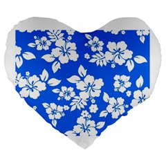 Blue Hawaiian Large 19  Premium Flano Heart Shape Cushions