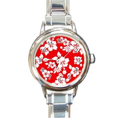 Red Hawaiian Round Italian Charm Watch