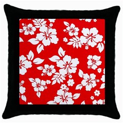 Red Hawaiian Throw Pillow Case (black)