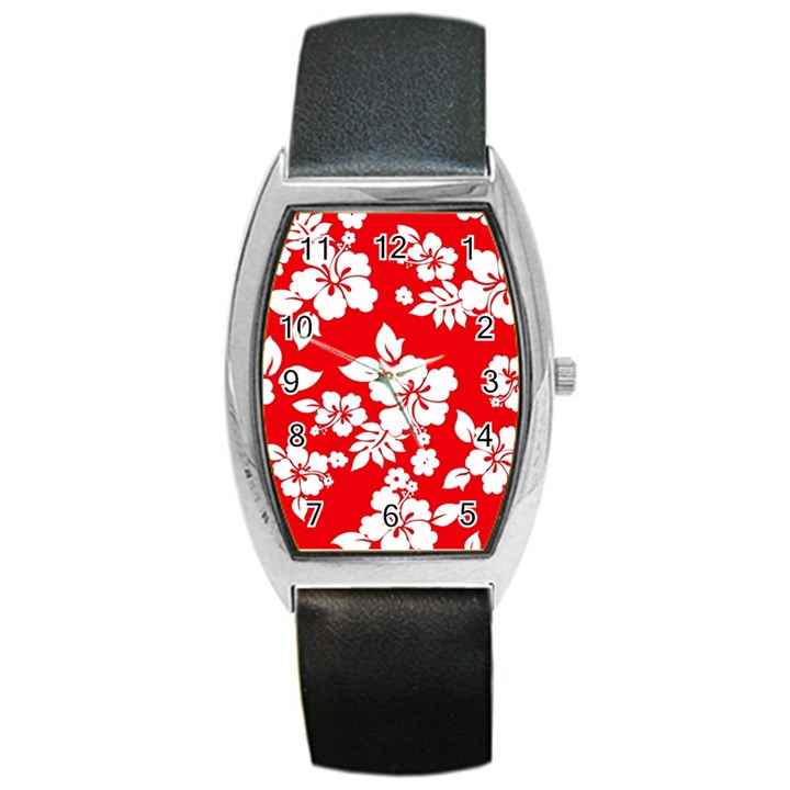 Red Hawaiian Barrel Style Metal Watch