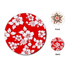 Red Hawaiian Playing Cards (round)  by AlohaStore