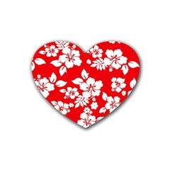 Red Hawaiian Rubber Coaster (heart)  by AlohaStore