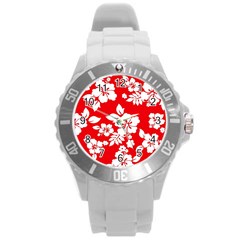 Red Hawaiian Round Plastic Sport Watch (l)