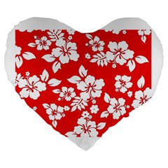 Red Hawaiian Large 19  Premium Heart Shape Cushions