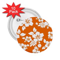 Orange Hawaiian 2 25  Buttons (10 Pack)  by AlohaStore