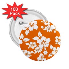 Orange Hawaiian 2 25  Buttons (100 Pack)  by AlohaStore