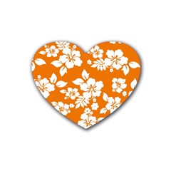 Orange Hawaiian Rubber Coaster (heart)  by AlohaStore