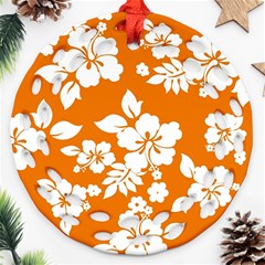 Orange Hawaiian Ornament (round Filigree)  by AlohaStore