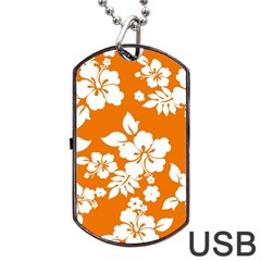 Orange Hawaiian Dog Tag Usb Flash (one Side) by AlohaStore