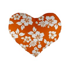 Orange Hawaiian Standard 16  Premium Heart Shape Cushions by AlohaStore