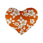 Orange Hawaiian Standard 16  Premium Heart Shape Cushions Back