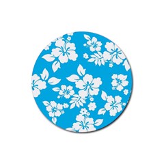 Light Blue Hawaiian Rubber Coaster (round)  by AlohaStore