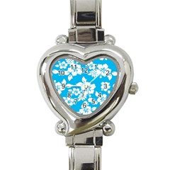 Light Blue Hawaiian Heart Italian Charm Watch by AlohaStore