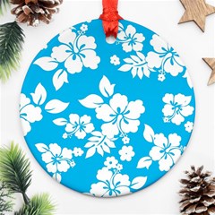 Light Blue Hawaiian Round Ornament (two Sides) 