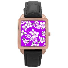 Purple Hawaiian Rose Gold Leather Watch  by AlohaStore