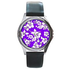 Violet Hawaiian Round Metal Watch by AlohaStore