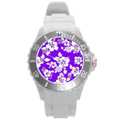 Violet Hawaiian Round Plastic Sport Watch (l) by AlohaStore