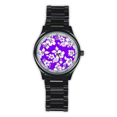 Violet Hawaiian Stainless Steel Round Watch by AlohaStore