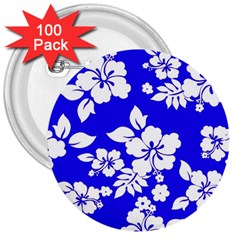 Deep Blue Hawaiian 3  Buttons (100 Pack)  by AlohaStore