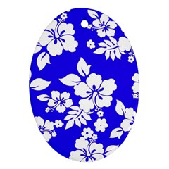 Deep Blue Hawaiian Oval Ornament (two Sides) by AlohaStore