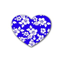 Deep Blue Hawaiian Rubber Coaster (heart)  by AlohaStore