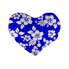 Deep Blue Hawaiian Standard 16  Premium Flano Heart Shape Cushions by AlohaStore